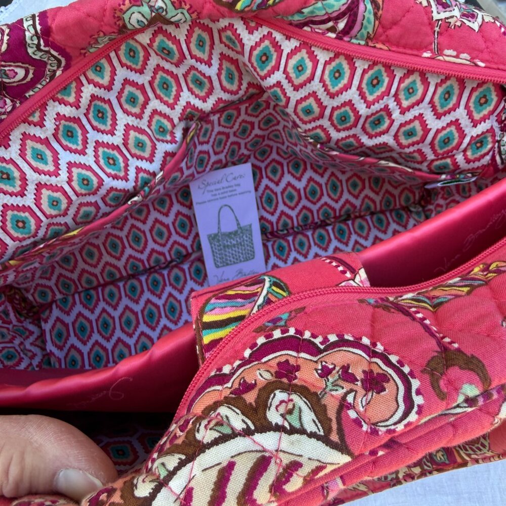 Vera Bradley Travel/Computer Bag in Retired "Call Me Coral" Pink Pattern - Picture 6 of 8